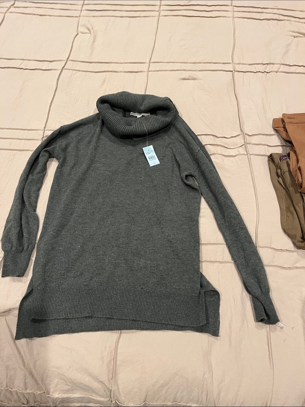 LOFT Charcoal Gray Cowl Neck Sweater
